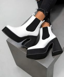 ELG SHOES RISE UP Platform Chelsea Boots - White PU