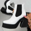 ELG SHOES RISE UP Platform Chelsea Boots - White PU