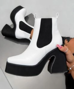 ELG SHOES RISE UP Platform Chelsea Boots - White PU