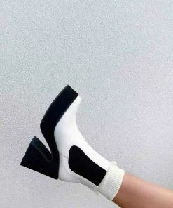 ELG SHOES RISE UP Platform Chelsea Boots - White PU