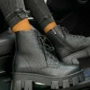 AJ Voyage Footwear ROCKET Chunky Platform Ankle Boots - Black Croc SHOES