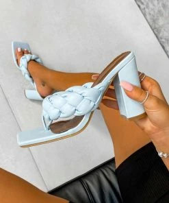 DMF ROMANA Plait Toe Post Heels - Blue SHOES