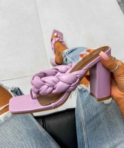 DMF ROMANA Plait Toe Post Heels - Purple