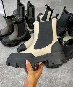 DMF REMAIN Chunky Ankle Boots - Beige SHOES