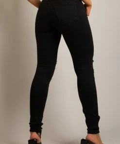 AJ Voyage Bottoms Ripped Skinny Denim Jeans - Black CLOTHING