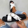 AJ Voyage Footwear SAN AN Chunky Ring Detail Sandals - Black/White SHOES