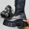 NDS SAVAGE Super Chunky Platform Mid Boots - Black PU