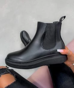 DMF SHOES SAY WHO Chunky Chelsea Boots - Black PU