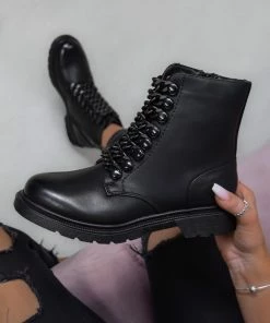 DMF SHOW ME Chain Ankle Boots - Black PU