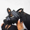 ELG SHOW ME Chunky Cleated Platform Studded Sandals - Black SHOES 2 ELG SHOW ME Chunky Cleated Platform Studded Sandals - Black SHOES