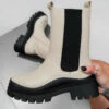 NDS SOPHIA Chunky Chelsea Ankle Boots - Beige SHOES