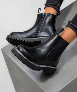LIV SHOES STRIKE Chelsea Ankle Boots - Black PU