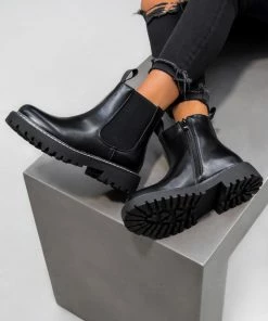 LIV SHOES STRIKE Chelsea Ankle Boots - Black PU