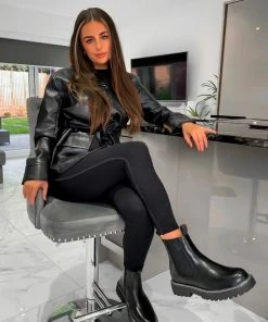 LIV SHOES STRIKE Chelsea Ankle Boots - Black PU