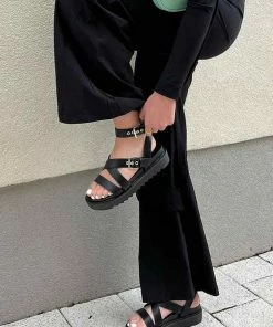 ELG STRIKE IT Chunky Buckle Gladiator Sandals - Black SHOES 8 ELG STRIKE IT Chunky Buckle Gladiator Sandals - Black SHOES