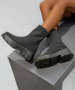 LIV SHOES TASMIN Chunky Sock Fit Ankle Boots - Khaki