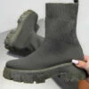 LIV SHOES TASMIN Chunky Sock Fit Ankle Boots - Khaki