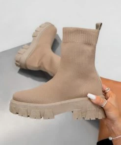 LIV SHOES TASMIN Chunky Sock Fit Ankle Boots - Mocha