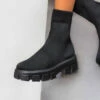 DMF TASMIN Chunky Sock Fit Ankle Boots - Black