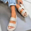 DMF TELL ME Chunky Eyelet Sandals - Beige SHOES