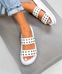 DMF TELL ME Chunky Eyelet Sandals - White