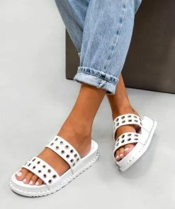 DMF TELL ME Chunky Eyelet Sandals - White