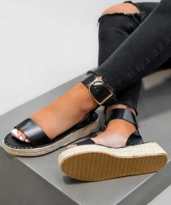 CIT TIA Espadrille Sandals - Black SHOES