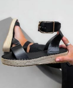 CIT TIA Espadrille Sandals - Black SHOES