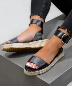 CIT TIA Espadrille Sandals - Black SHOES