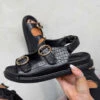 NDS VACATE Chunky Ring Buckle Sandals - Black Croc SHOES