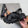DMF SHOES VENOM Chunky Cross Over Chunky Sandals - Black