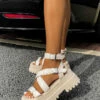 NDS VIPER Super Chunky Gladiator Sandals - Beige Croc SHOES