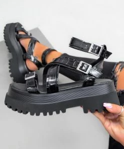 NDS SHOES VIPER Super Chunky Gladiator Sandals - Black Croc