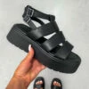 ELG VORTEX Chunky Gladiator Sandals - Black PU SHOES