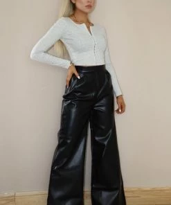 PURE JOGGERS Wide Leg Trouser - Black PU
