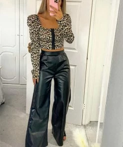 PURE JOGGERS Wide Leg Trouser - Black PU