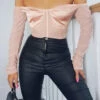 AJ Voyage Tops CLOTHING CASSIE Off Shoulder Long Sleeve Bodysuit - Pink